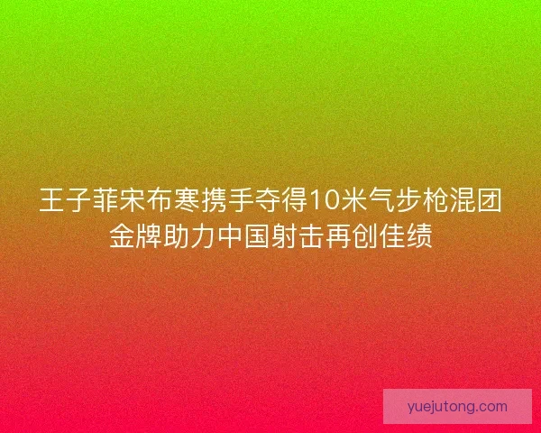 王子菲宋布寒携手夺得10米气步枪混团金牌助力中国射击再创佳绩